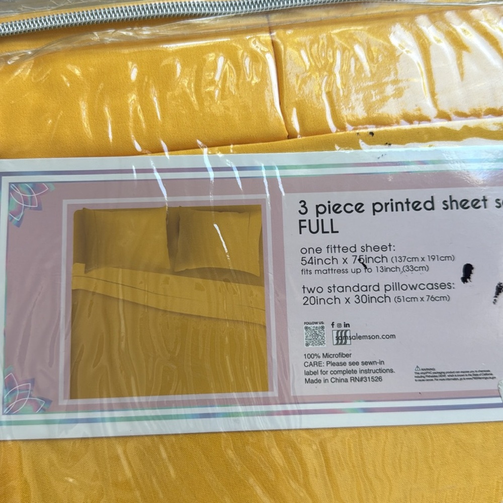 Yellow Sheet Set - Full - Picture 3 of 4
